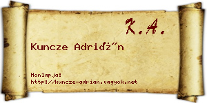 Kuncze Adrián névjegykártya
